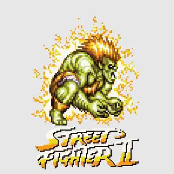 Street Fighter Blanka 16-bit Mens T-Shirt - Grau