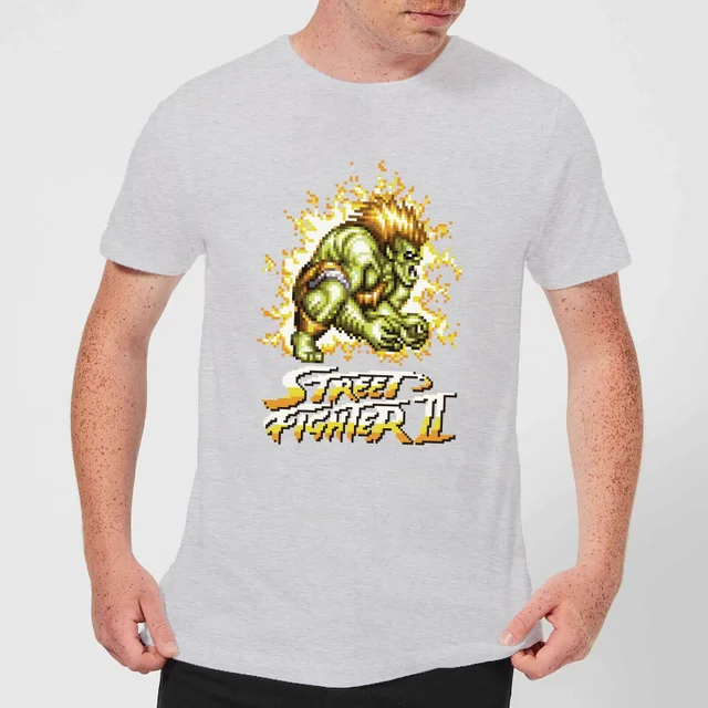 Street Fighter Blanka 16-bit Mens T-Shirt - Grau
