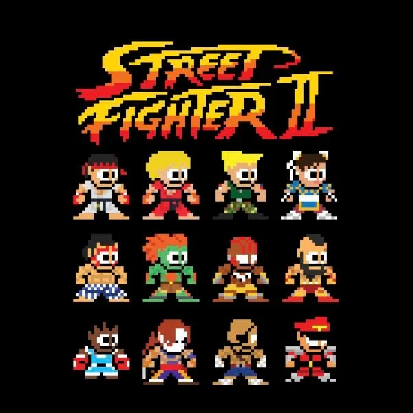Street Fighter 2 Pixel Characters Damen T-Shirt - Schwarz