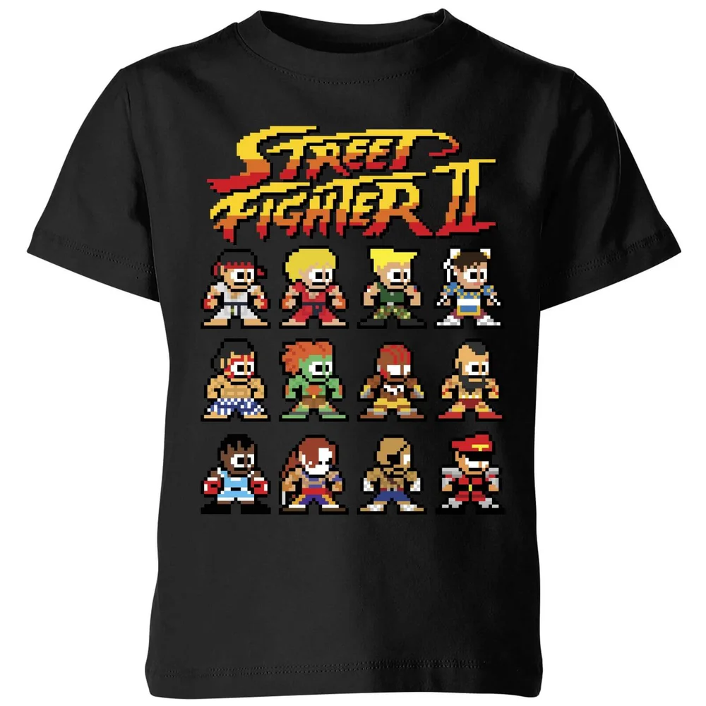 Street Fighter 2 Pixel Characters Kinder T-Shirt - Schwarz - 3-4 Jahre Bild 1