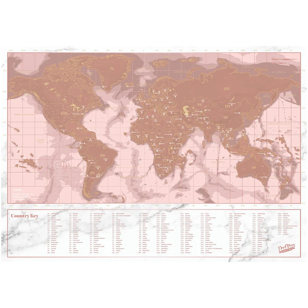 Weltkarte zum Rubbeln - Rosegold Bild 1