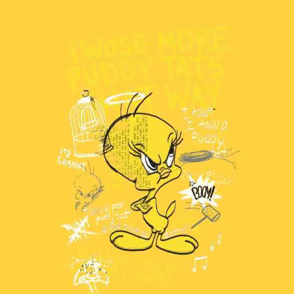 Looney Tunes Tweety Pie More Puddy Tats Herren T-Shirt - Gelb
