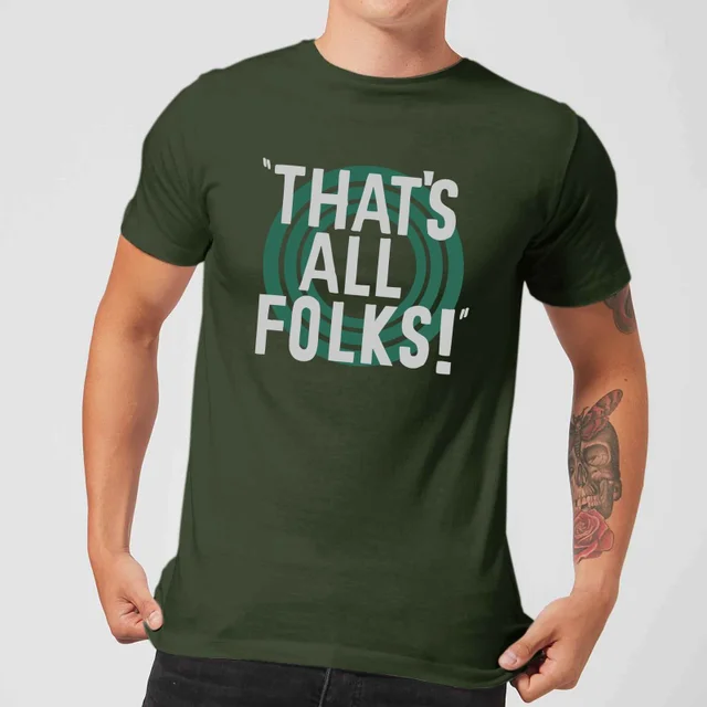Looney Tunes That's All Folks Herren T-Shirt - Dunkelgrün