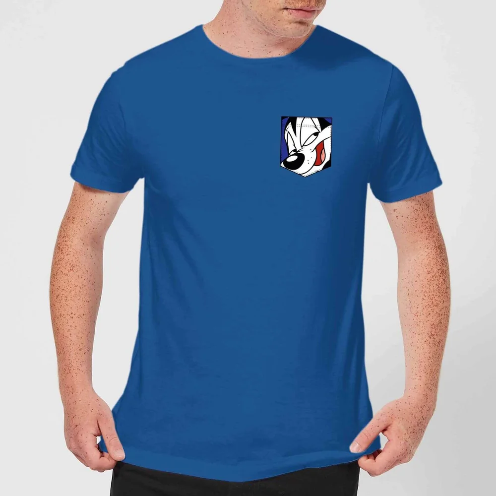 Looney Tunes Pepe Le Pew Gesicht Faux Pocket Herren T-Shirt - Blau Royal - S Bild 1