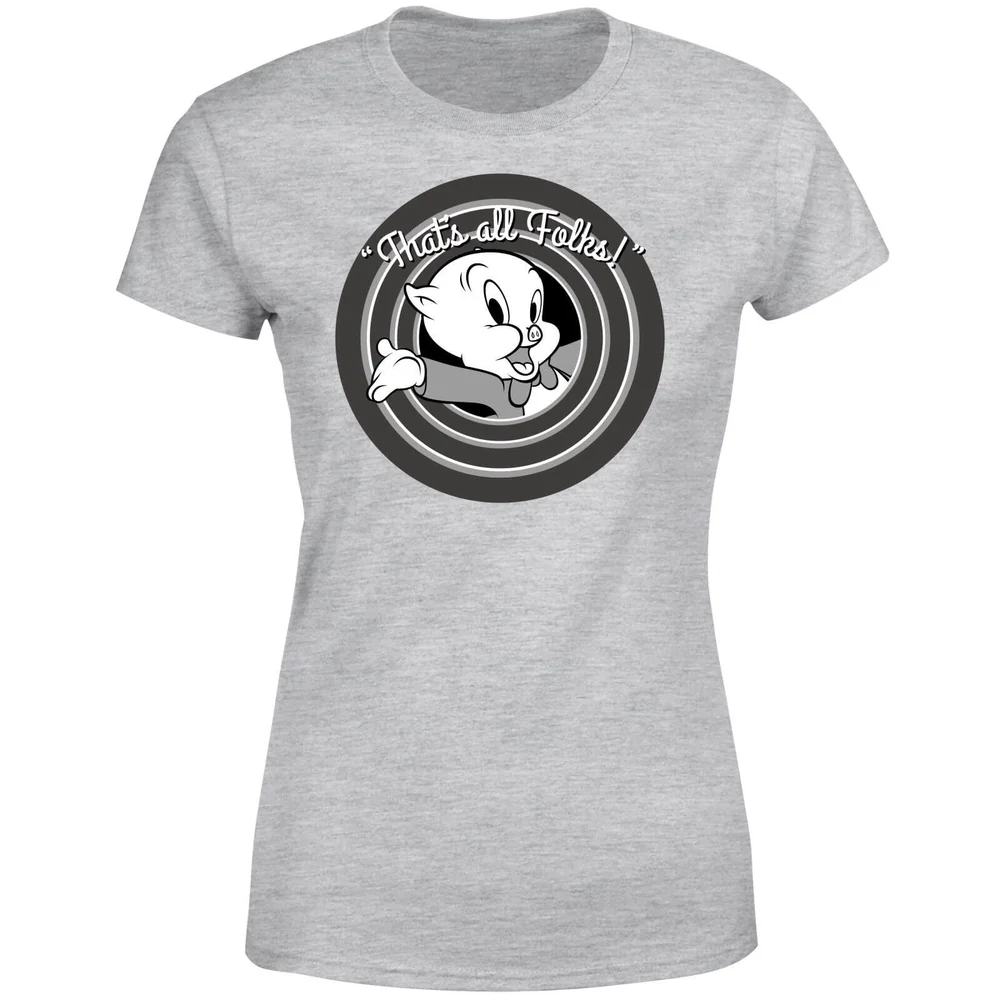 Looney Tunes That's All Folks Schweinchen Dick Damen T-Shirt - Grau - S Bild 1