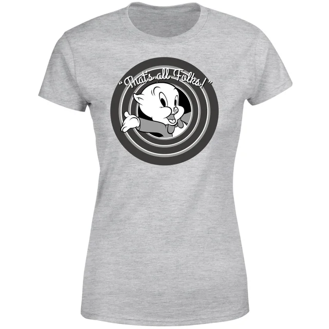 Looney Tunes That's All Folks Schweinchen Dick Damen T-Shirt - Grau