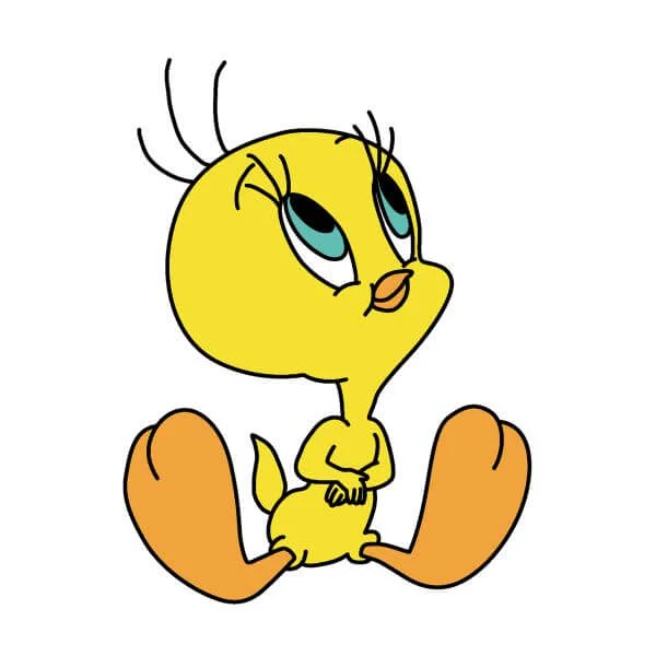 Looney Tunes Tweety Sitting Damen T-Shirt - Weiß