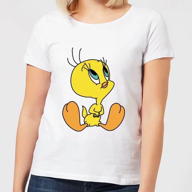 Looney Tunes Tweety Sitting Damen T-Shirt - Weiß