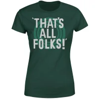 Looney Tunes That's All Folks Damen T-Shirt - Dunkelgrün