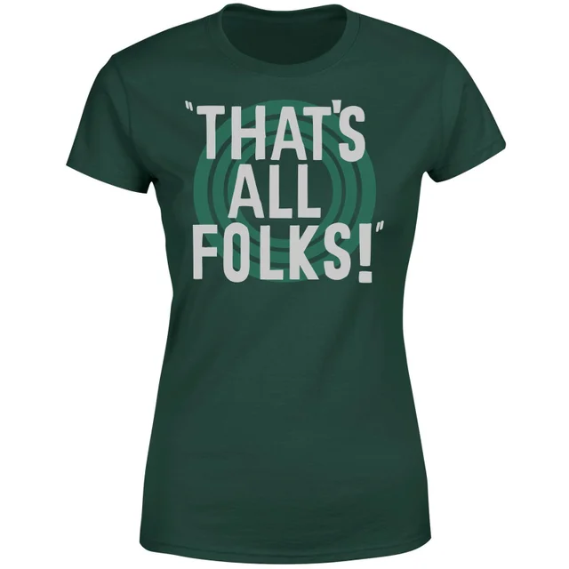 Looney Tunes That's All Folks Damen T-Shirt - Dunkelgrün