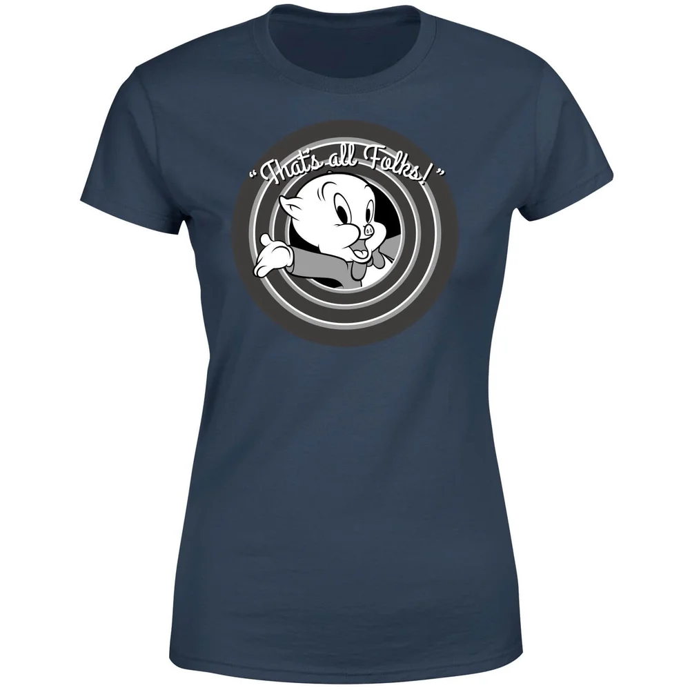 Looney Tunes That's All Folks Schweinchen Dick Damen T-Shirt - Blau - XXL Bild 1