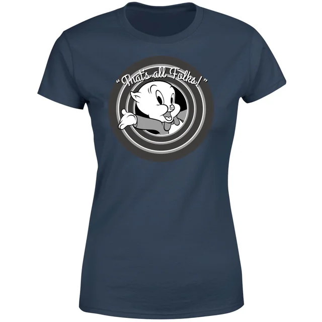 Looney Tunes That's All Folks Schweinchen Dick Damen T-Shirt - Blau