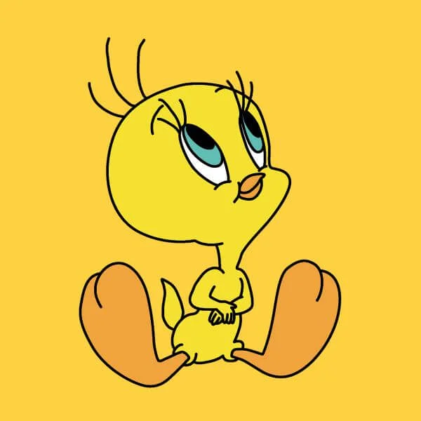 Looney Tunes Tweety Sitting Damen T-Shirt - Gelb