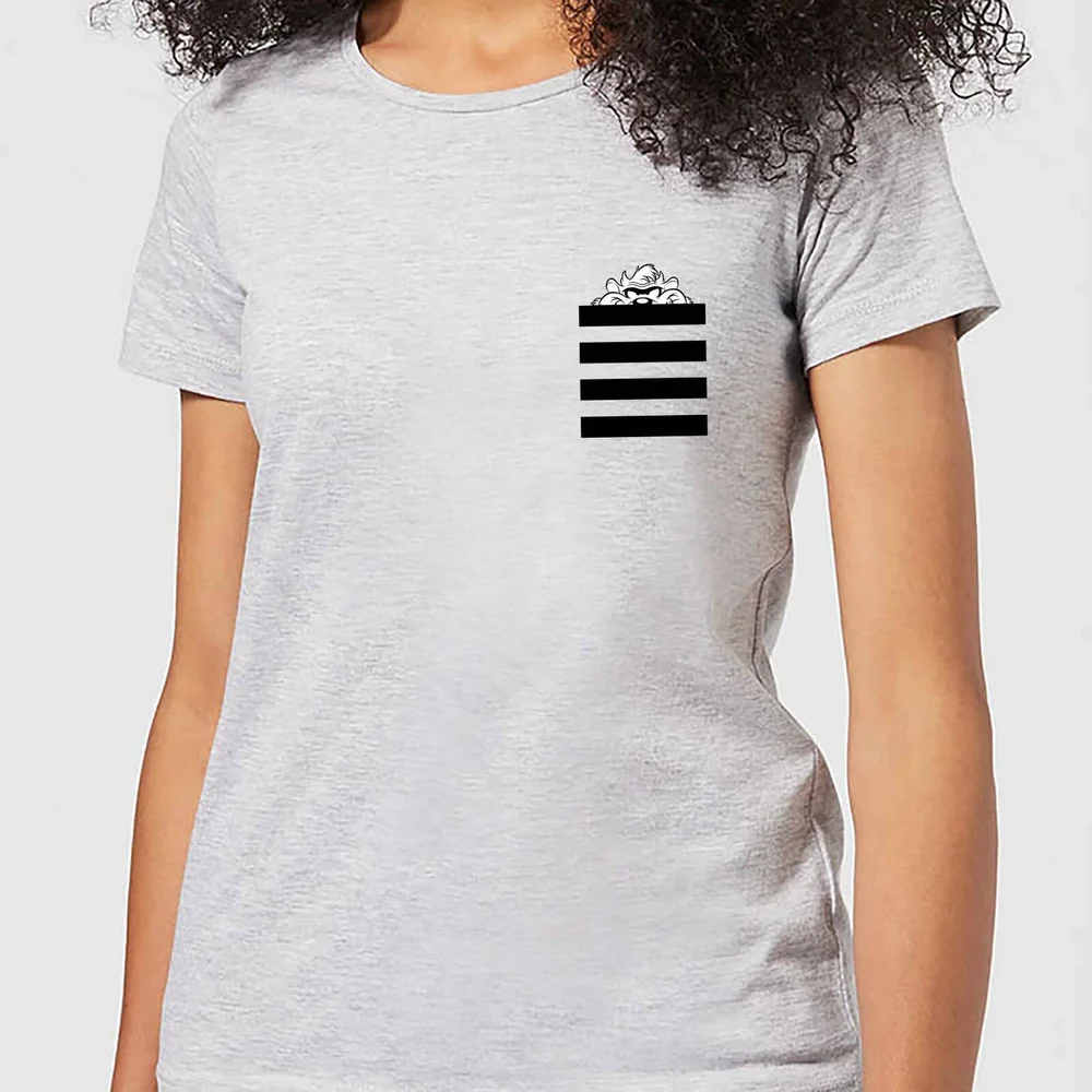 Looney Tunes Taz Stripes Pocket Print Damen T-Shirt - Grau - S Bild 1