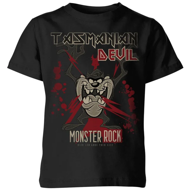 Looney Tunes Taz Monster Rock Kinder T-Shirt - Schwarz