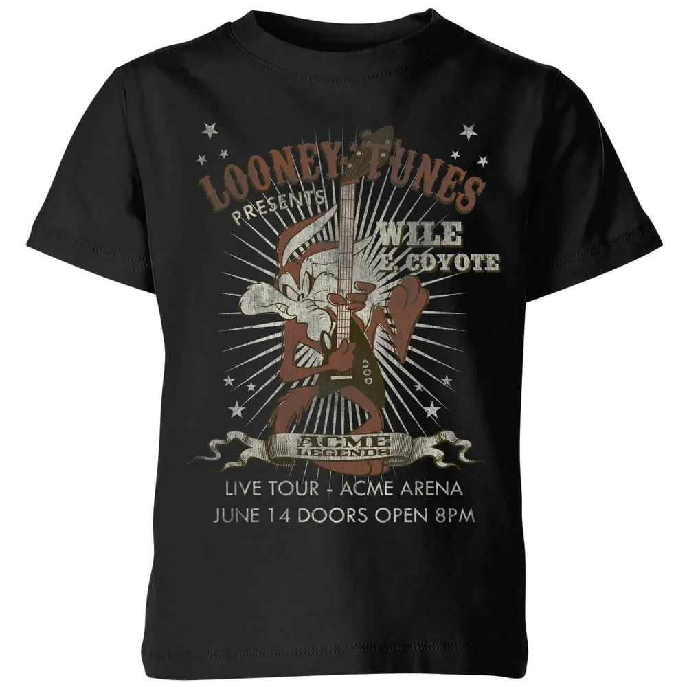 Looney Tunes Wile E Coyote Guitar Arena Tour Kinder T-Shirt - Schwarz - 3-4 Jahre Bild 1