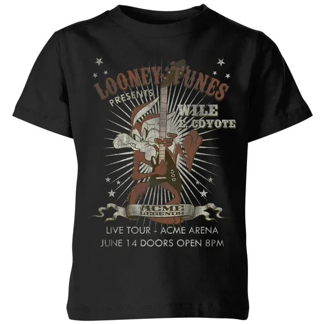 Looney Tunes Wile E Coyote Guitar Arena Tour Kinder T-Shirt - Schwarz