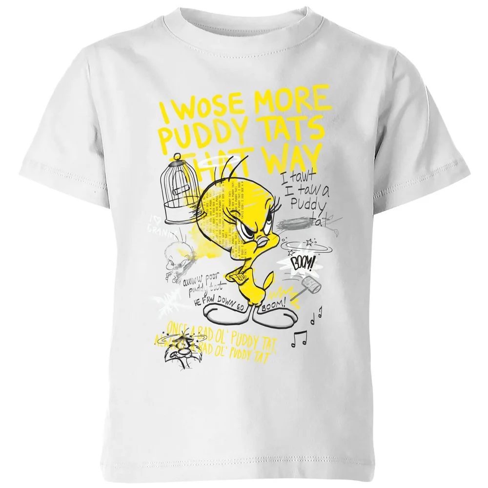 Looney Tunes Tweety Pie More Puddy Tats Kinder T-Shirt - Weiß - 3-4 Jahre Bild 1