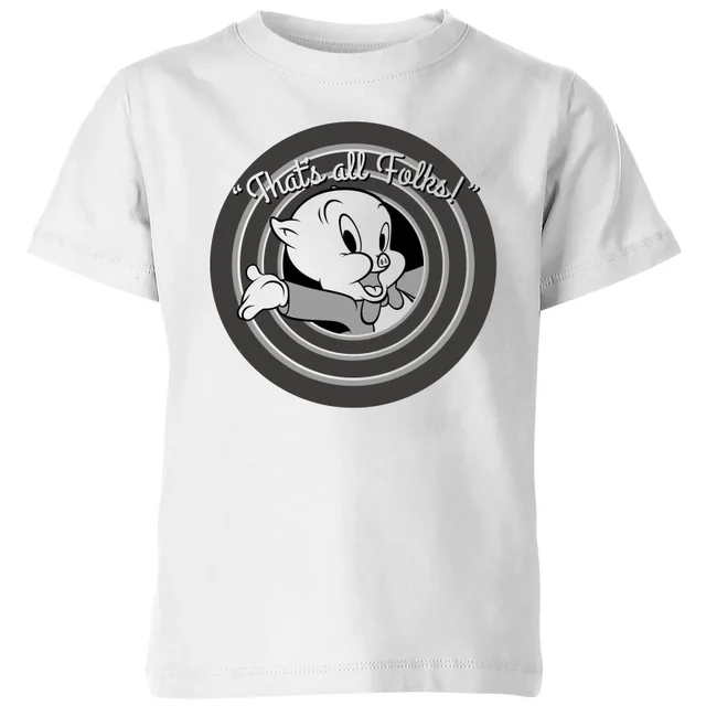Looney Tunes That's All Folks Schweinchen Dick Kinder T-Shirt - Weiß
