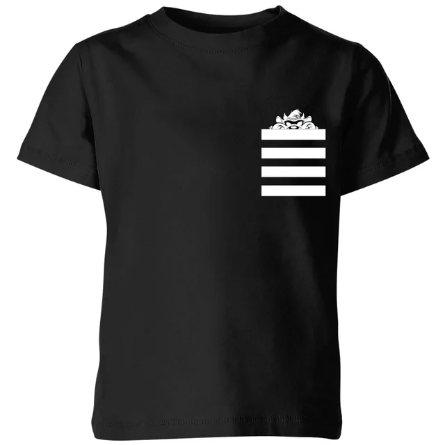 Looney Tunes Taz Stripes Pocket Print Kinder T-Shirt - Schwarz