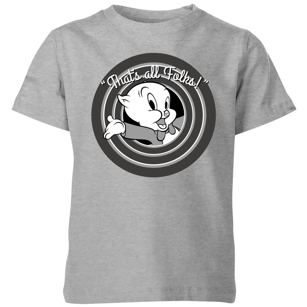 Looney Tunes That's All Folks Schweinchen Dick Kinder T-Shirt - Grau - 3-4 Jahre Bild 1
