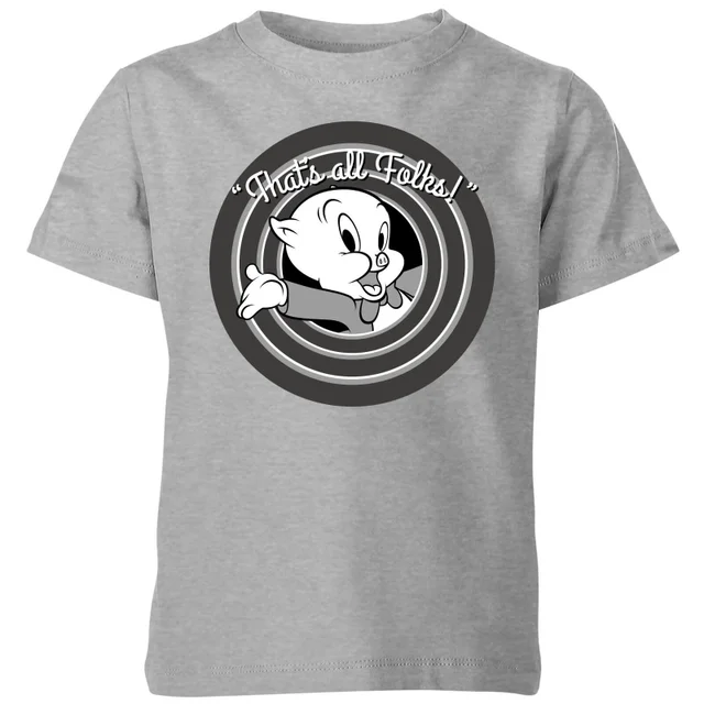 Looney Tunes That's All Folks Schweinchen Dick Kinder T-Shirt - Grau