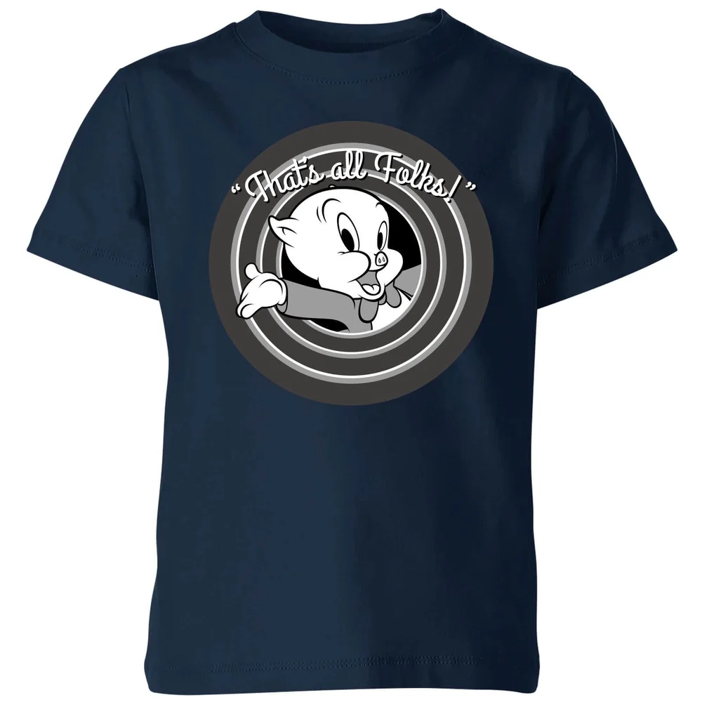 Looney Tunes That's All Folks Schweinchen Dick Kinder T-Shirt - Blau - 3-4 Jahre Bild 1