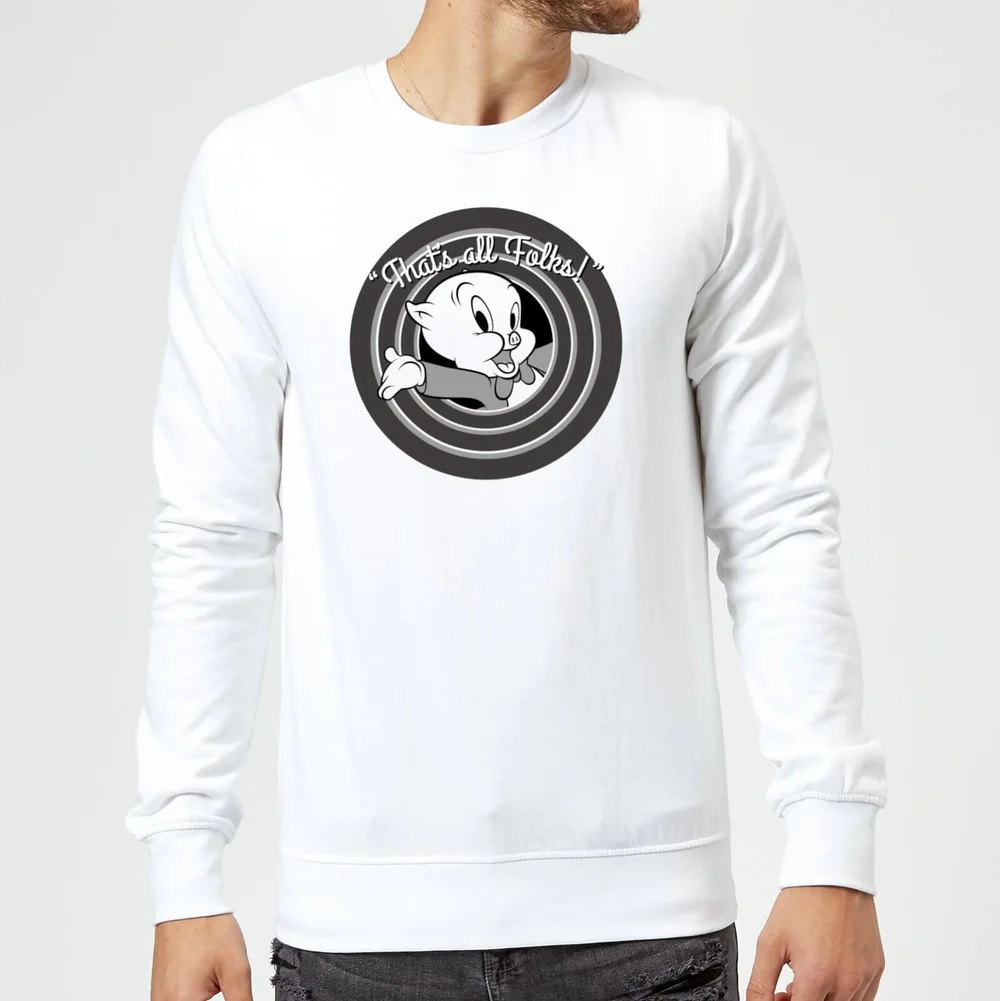 Looney Tunes That's All Folks Schweinchen Dick Pullover - Weiß - S Bild 1