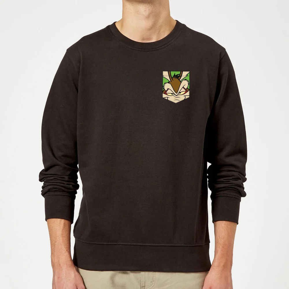 Looney Tunes Wile E Coyote Gesicht Faux Pocket Pullover - Schwarz - S Bild 1