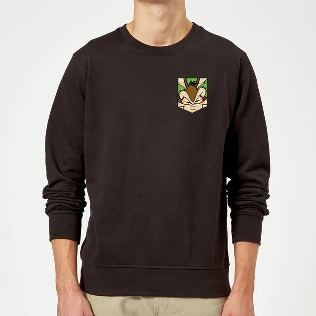 Looney Tunes Wile E Coyote Gesicht Faux Pocket Pullover - Schwarz