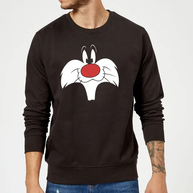 Looney Tunes Sylvester Big Gesicht Pullover - Schwarz