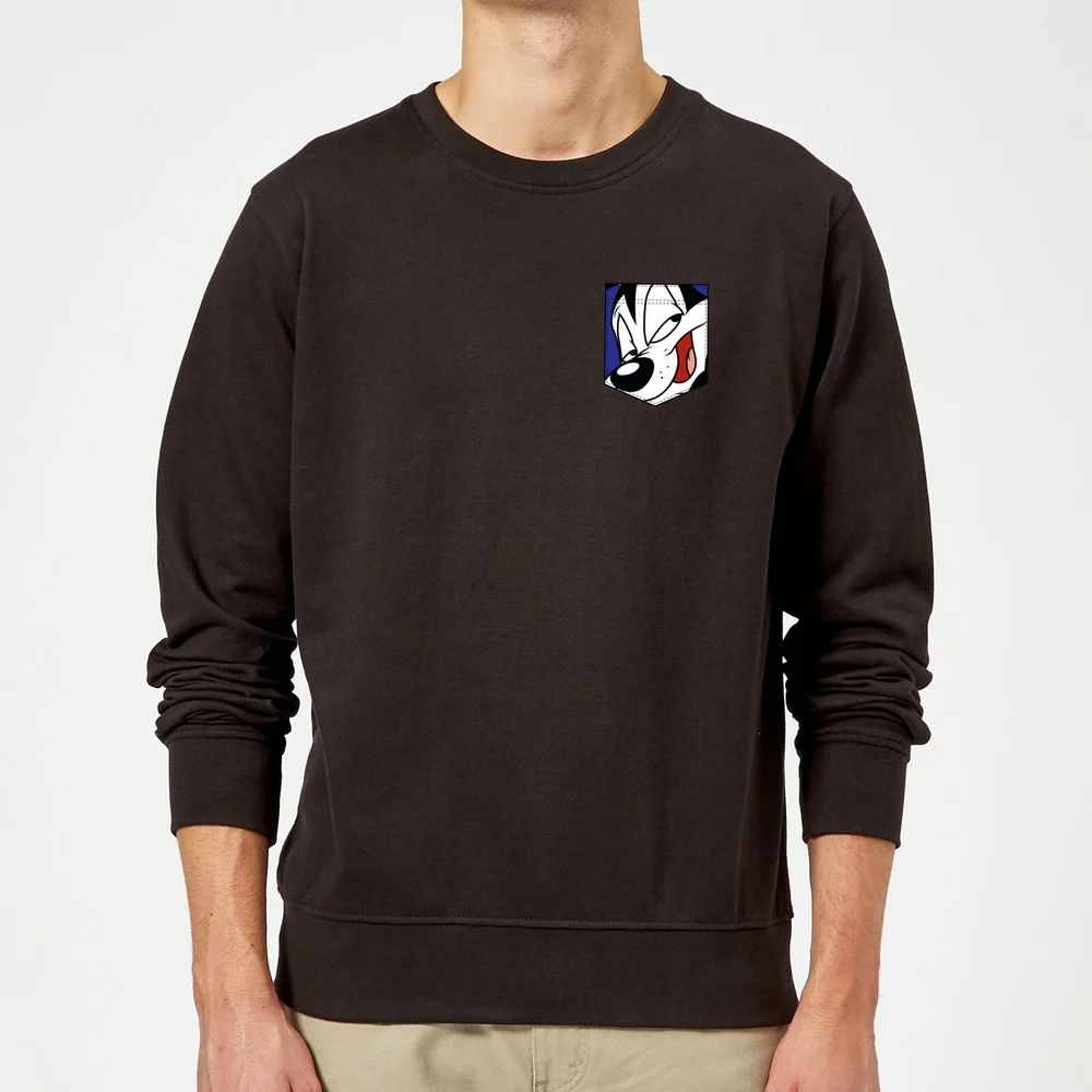 Looney Tunes Pepe Le Pew Gesicht Faux Pocket Pullover - Schwarz - S Bild 1