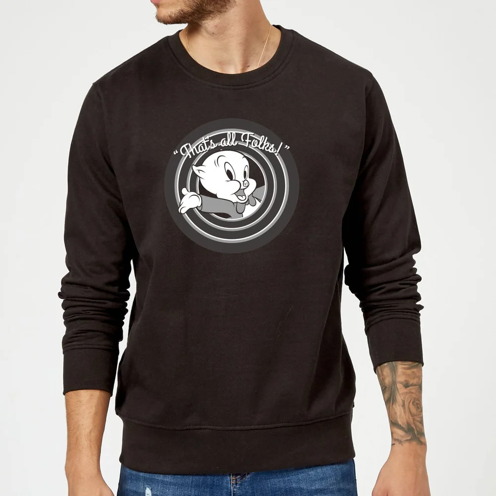 Looney Tunes That's All Folks Schweinchen Dick Pullover - Schwarz - S Bild 1
