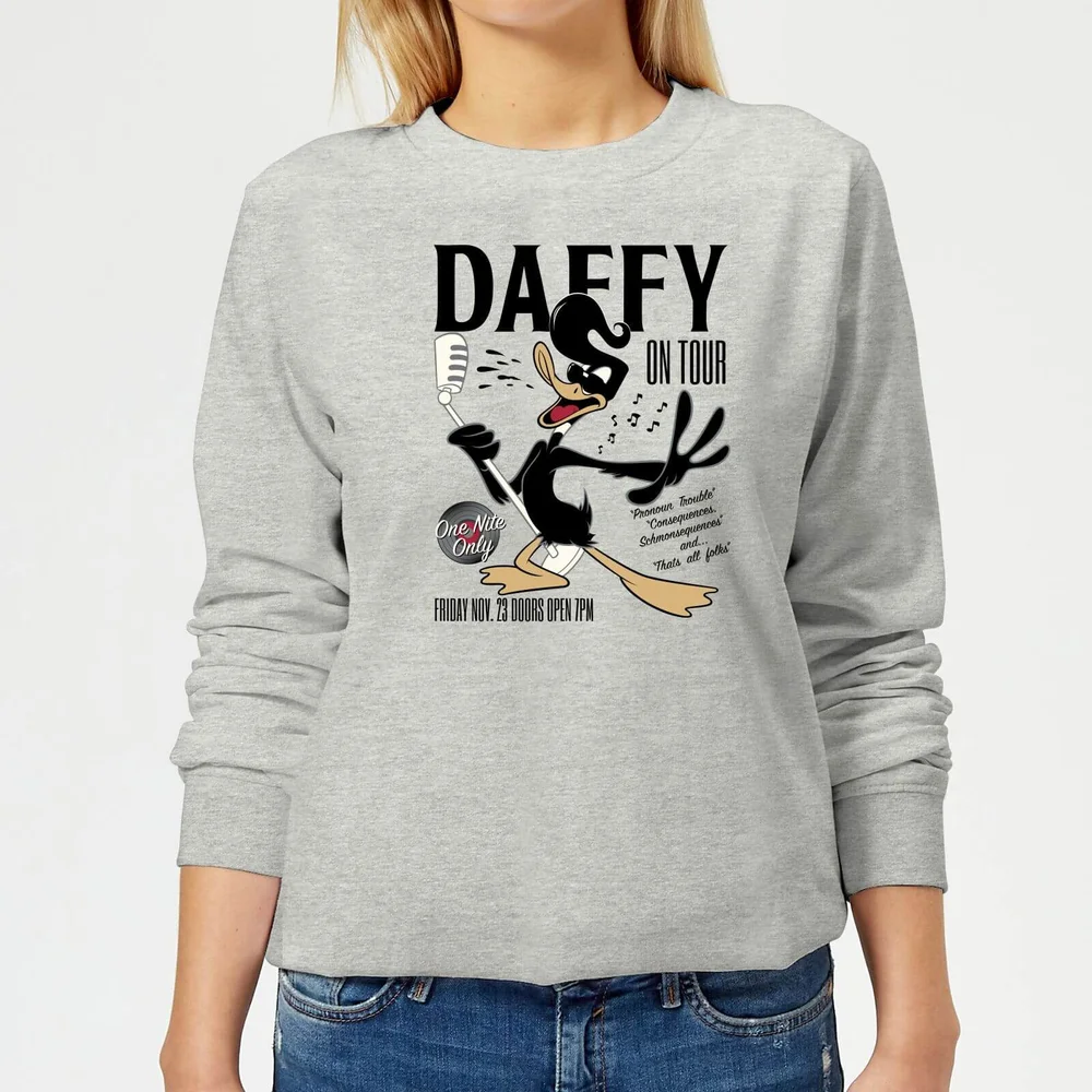 Looney Tunes Daffy Concert Damen Pullover - Grau - 3XL - Grau Bild 1