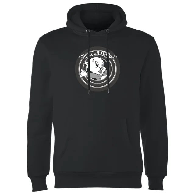 Looney Tunes That's All Folks Schweinchen Dick Hoodie - Schwarz