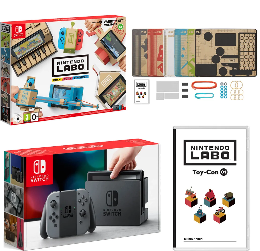 Nintendo Switch Console With Grey Joy-Con & Labo Toy-Con 01: Variety Kit Bild 1