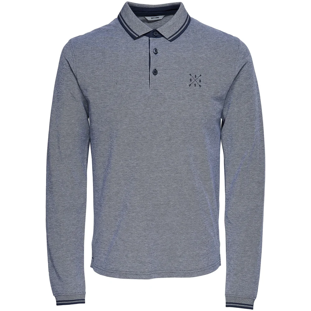 Only & Sons Men's Stan Long Sleeve Polo Shirt - Dress Blue - S - Marineblau Bild 1