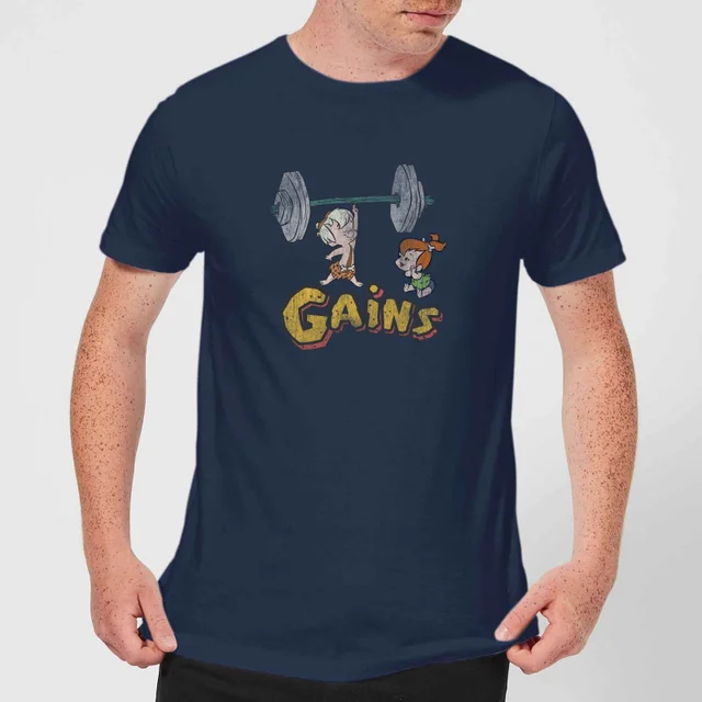 Familie Feuerstein Distressed Bam Bam Gains Herren T-Shirt - Navy Blau