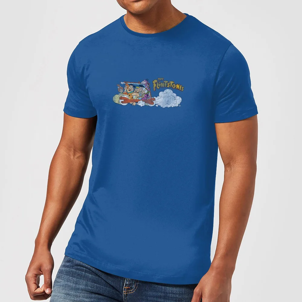 Familie Feuerstein Family Car Distressed Herren T-Shirt - Royal Blau - S Bild 1