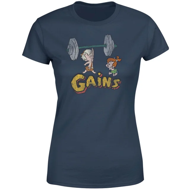 Familie Feuerstein Distressed Bam Bam Gains Damen T-Shirt - Navy Blau