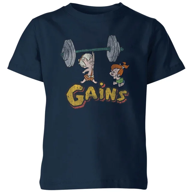 Familie Feuerstein Distressed Bam Bam Gains Kinder T-Shirt - Navy Blau