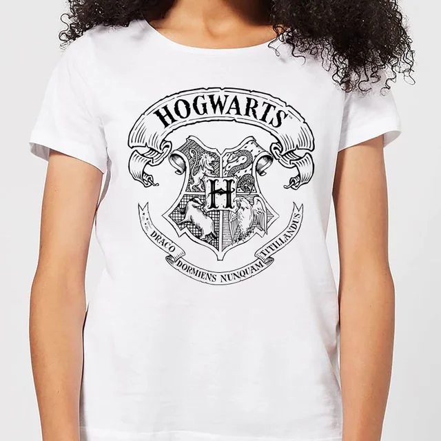 Harry Potter Hogwarts Crest Damen T-Shirt - Weiß