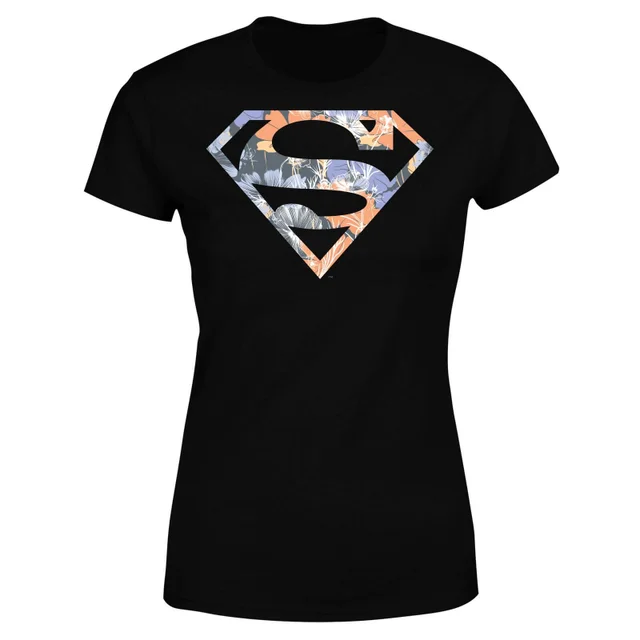DC Originals Floral Superman Damen T-Shirt - Schwarz