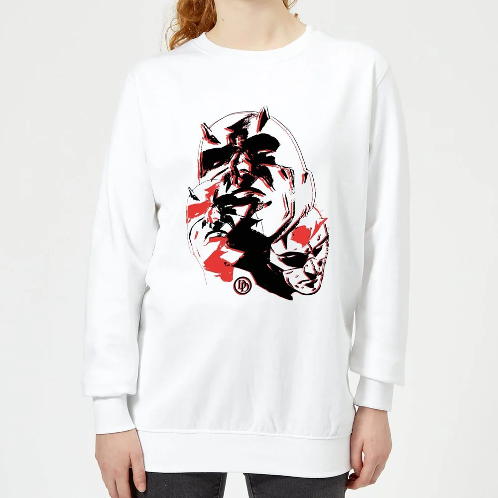 Marvel Knights Daredevil Layered Faces Women's Sweatshirt - White - S Bild 1