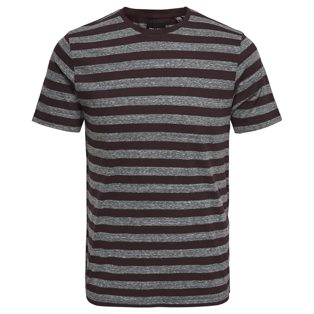 Only & Sons Men's Rock Stripe T-Shirt - Fudge - S - Bordeauxrot Bild 1