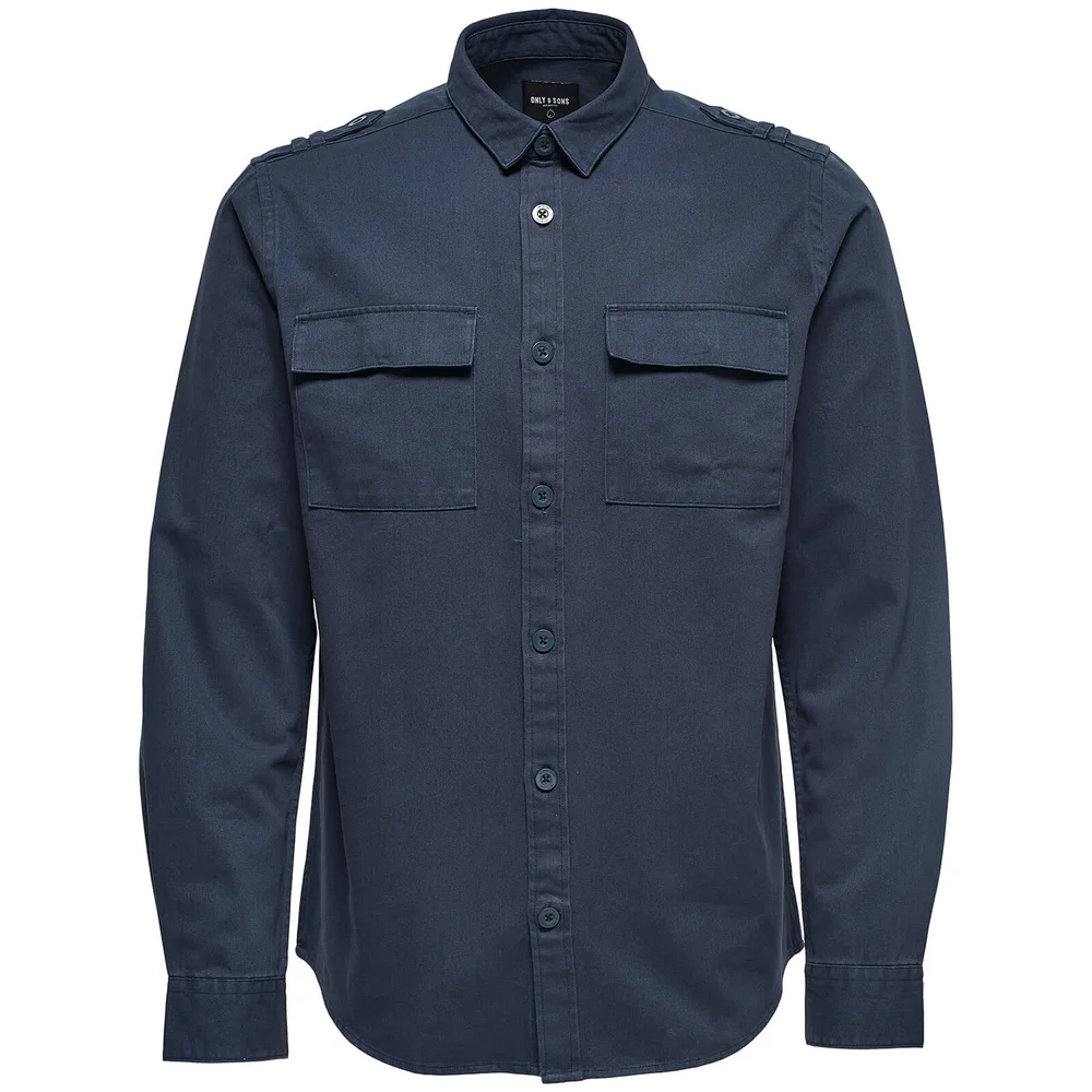 Only & Sons Men's Klaus Long Sleeve Heavy Utility Shirt - Blue Nights - S - Blau Bild 1