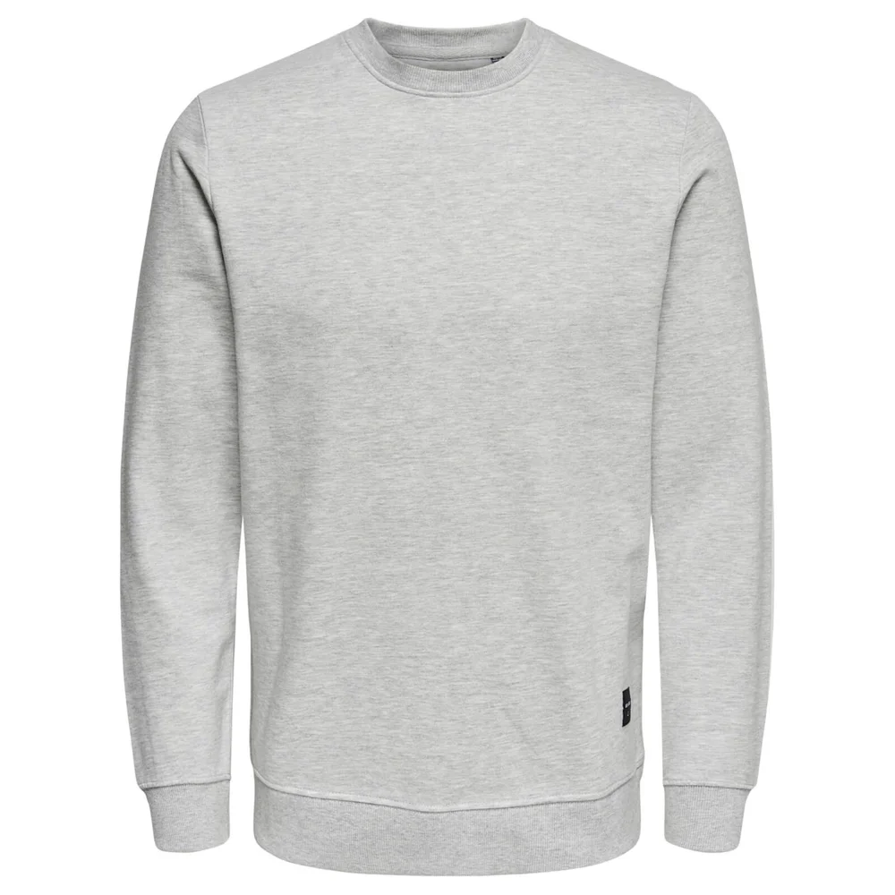 Only & Sons Men's Basic Crew Neck Sweatshirt - Light Grey Marl - S - Grau Bild 1