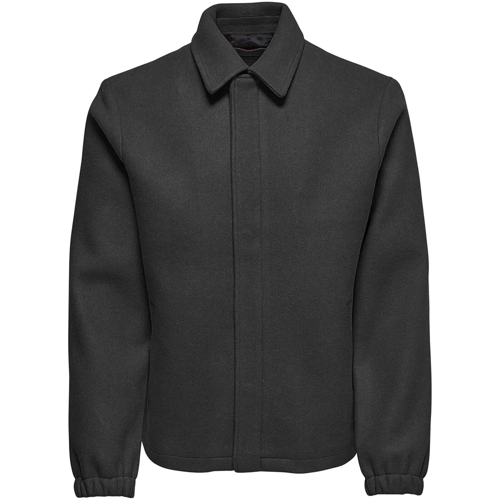 Only & Sons Men's Shawn Wool Jacket - Dark Grey Marl - S - Grau Bild 1