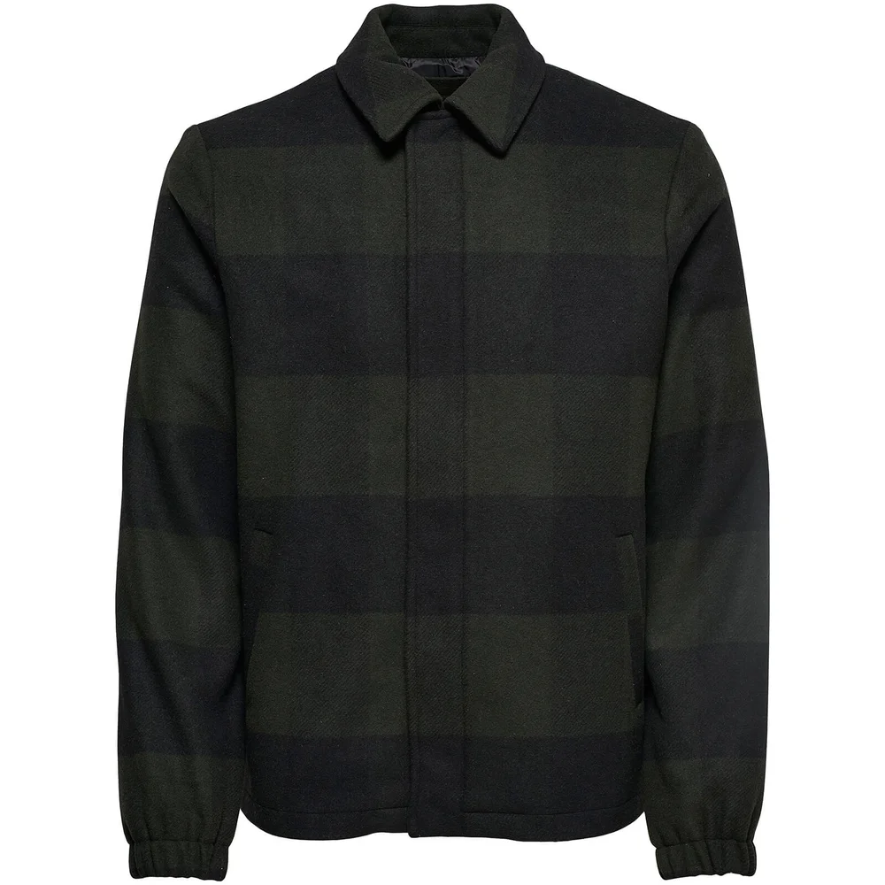 Only & Sons Men's Shawn Wool Jacket - Forest Green - S - Grün Bild 1