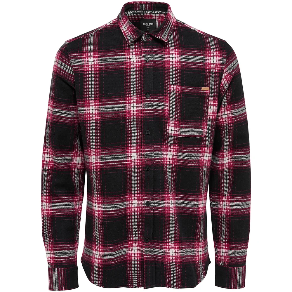 Only & Sons Men's Oconnor Heavy Brushed Check Shirt - Haute Red - S - Rot Bild 1